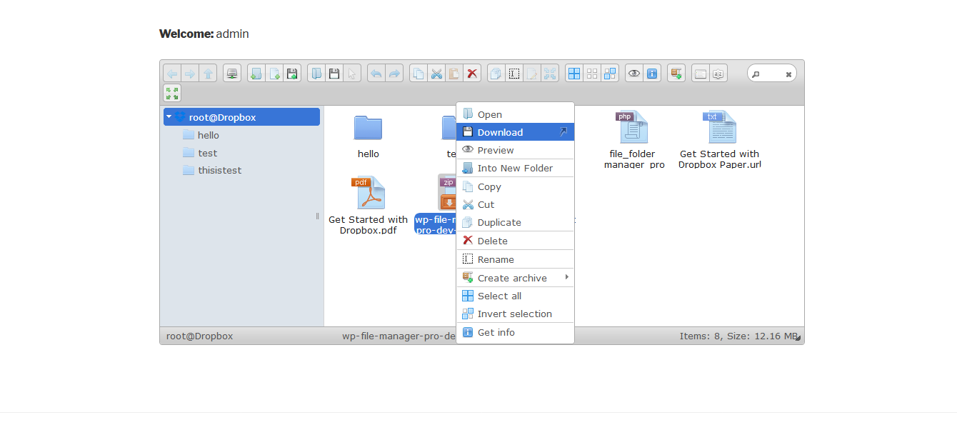 File manager Dropbox